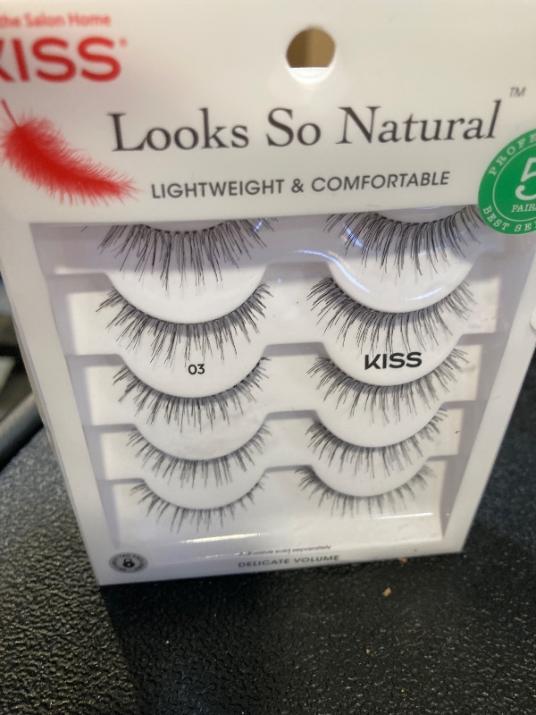 Photo 1 of KISS Looks So Natural False Eyelashes Multipack #03, Lightweight & Comfortable, Delicate Volume, Natural-Looking, Tapered End Technology, Reusable, Cruelty-Free, Contact Lens Friendly, 5 Pairs