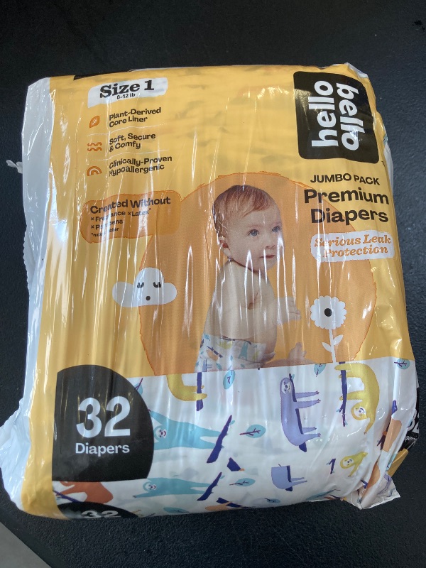 Photo 1 of Hello Bello Premium Baby Diapers Size 1, 32 Count of Disposable, Extra-Absorbent, Hypoallergenic Baby Diapers with Snug and Comfort Fit, Sleepy Sloth