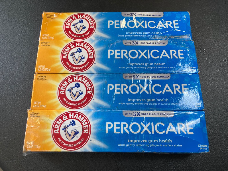 Photo 1 of ARM & HAMMER Peroxicare Toothpaste for Gum Health, Baking Soda Toothpaste, Clean Mint, 6.0 oz (Pack of 4