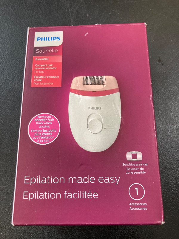 Photo 1 of Philips Beauty Satinelle Essential Compact Hair Removal Epilator for Women, BRE235/04 (Corded Use Only)