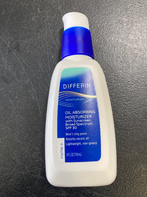 Photo 1 of Differin Oil Absorbing Moisturizer with SPF 30, Sunscreen for Face by the makers of Differin Gel, Gentle Skin Care for Acne Prone Sensitive Skin, 4 oz (Packaging May Vary)