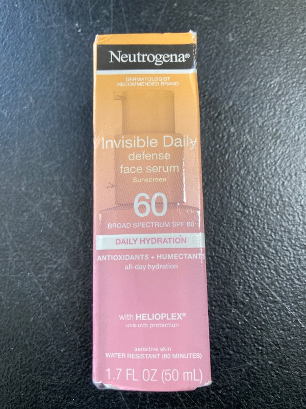 Photo 1 of Neutrogena Invisible Daily Defense Face Sunscreen + Hydrating Serum with Broad Spectrum SPF 60 & Antioxidants to Help Skin Glow, Oil-Free, Fragrance Free, 1.7 fl. oz