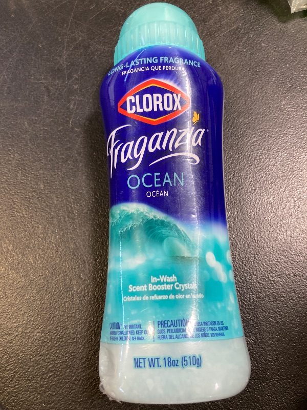 Photo 1 of Clorox Fraganzia Laundry Scent Booster Crystals in Ocean Scent - Scented In-Wash Freshener Beads for Fresh, Clean, Great Smelling Clothes and Linens, 18 Oz