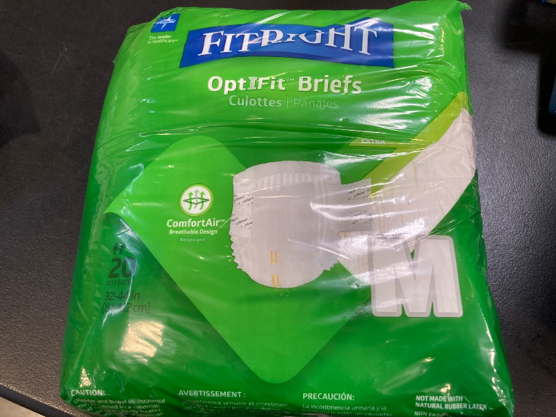 Photo 1 of FitRight OptiFit Extra Adult Briefs, Incontinence Diapers with Tabs, Moderate Absorbency, Medium, 32 to 44", 20 Count