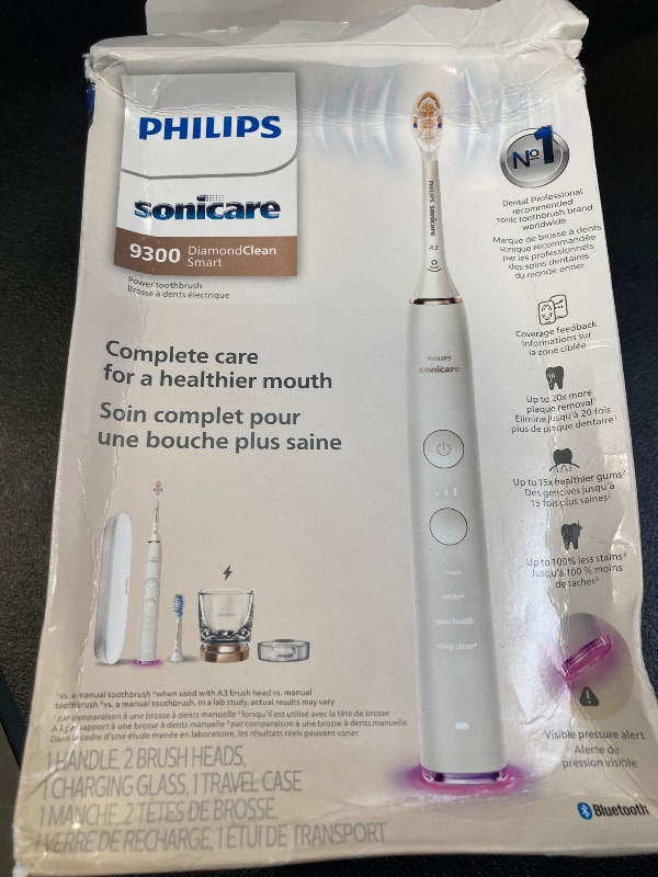 Photo 1 of Philips Sonicare DiamondClean Smart 9300 Electric Toothbrush, Sonic Toothbrush with App, Pressure Sensor, Brush Head Detection, 4 Brushing Modes and 3 Intensity Levels, Rosegold, Model HX9903/65