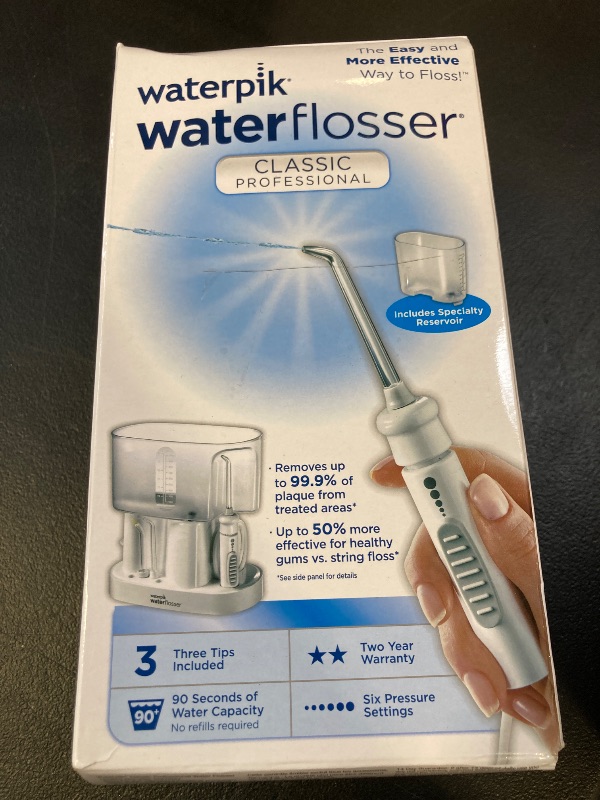 Photo 1 of Waterpik Classic Professional Water Flosser, Electric Power With 6 Settings, 3 Flossing Tips, ADA Accepted, White WP-72