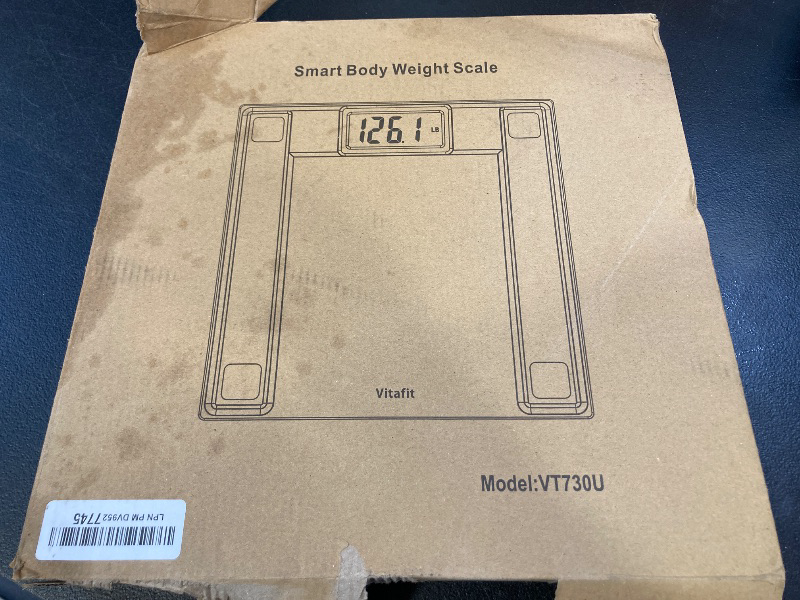 Photo 1 of Vitafit 550lb Digital Bathroom Scale for Body Weight and BMI Via Smart APP, High Accuracy Assured by Weighing Professional Since 2001, 8mm Tempered Glass, Extra Large Blue Backlit LCD, Silver