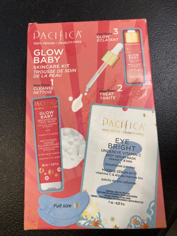 Photo 1 of Pacifica Beauty | Glow Baby Vitamin C Trial + Value Kit | 3-Piece Skin Care Gift Set | Travel Friendly | Brightening Face Serum, Face Wash/Cleanser, Under Eye Patches | Glycolic Acid, AHA | Vegan
