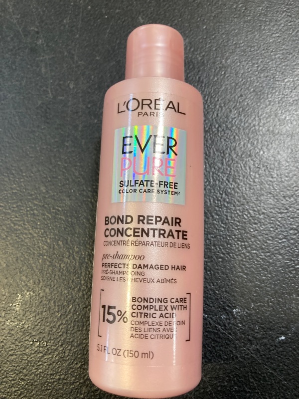 Photo 1 of L'Oreal Paris Sulfate Free Bond Repair Pre Shampoo Treatment, Hair Repair for Colored, Bleached or Damaged Hair, EverPure, 5.1 Fl Oz