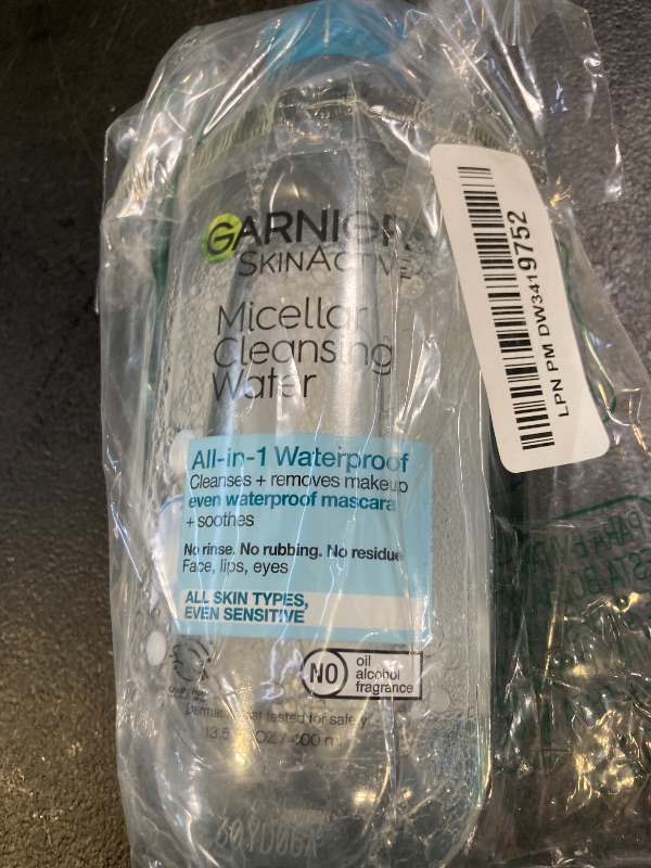 Photo 1 of Garnier Micellar Water For Waterproof Makeup, Hydrating Facial Cleanser & Makeup Remover, Suitable for Sensitive Skin, Vegan, Cruelty Free, 13.5 Fl Oz (400mL), 1 Count