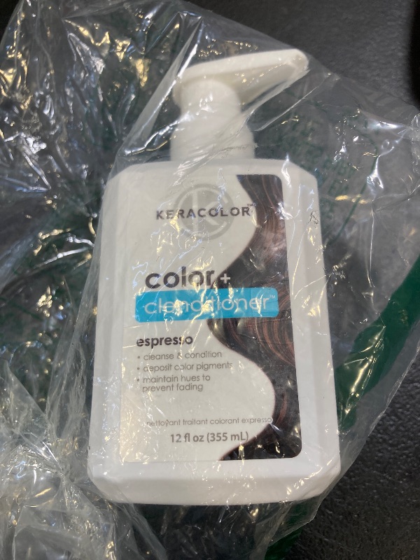 Photo 1 of Keracolor Color + Clenditioner 3-in-1 Color-Depositing Conditioner, Gently Cleanses & Conditions, Semi-Permanent Espresso Hair Color, 12 Fl Oz