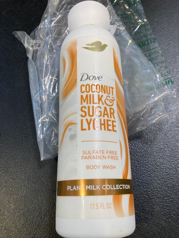 Photo 1 of Dove Plant Milk Cleansing Body Wash Coconut & Lychee for Moisturized Skin Gentle Cleanser, No Sulfate Cleansers or Parabens, 98% Biodegradable 17.5 fl oz