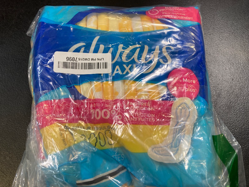 Photo 1 of Always Maxi Feminine Pads Without Wings for Women, Size 1, Regular Absorbency, Unscented 48 Count (Packaging May Vary)