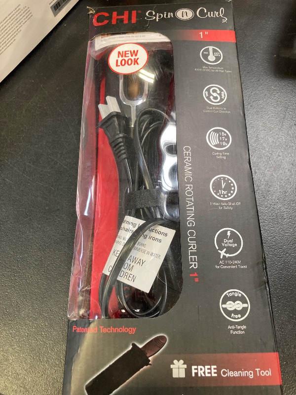 Photo 1 of CHI Spin N Curl, Curling Iron For Healthy & Shiny Effortless Curls & Waves, Provides Preset Temperature Settings For Each Hair Texture, Onyx Black