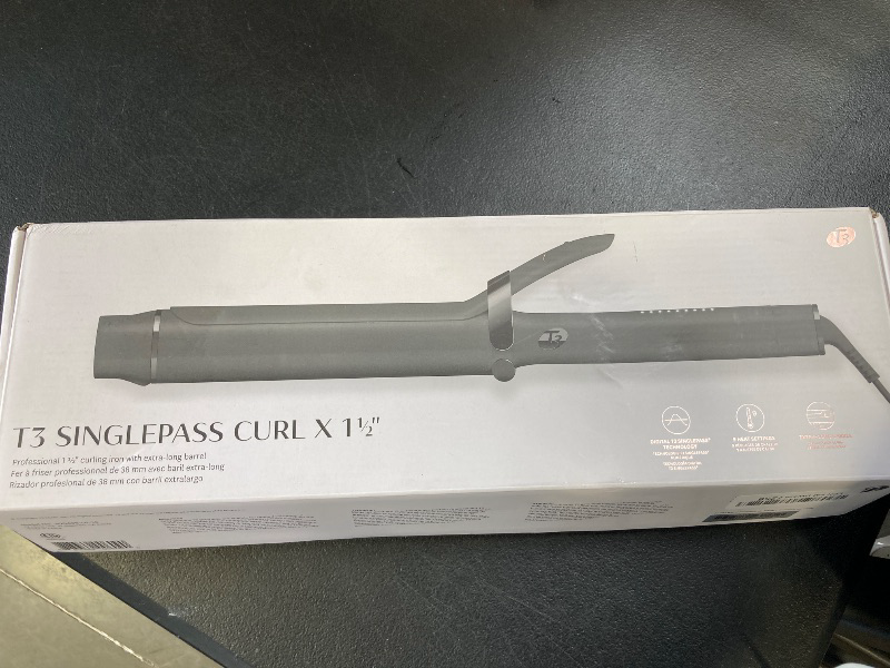 Photo 1 of T3 SinglePass Curl X Extra-Long Barrel 1.5" Curling Iron with 9 Heat Settings and Ceramic Barrel for Fast Styling and Lasting Results on All Hair Types