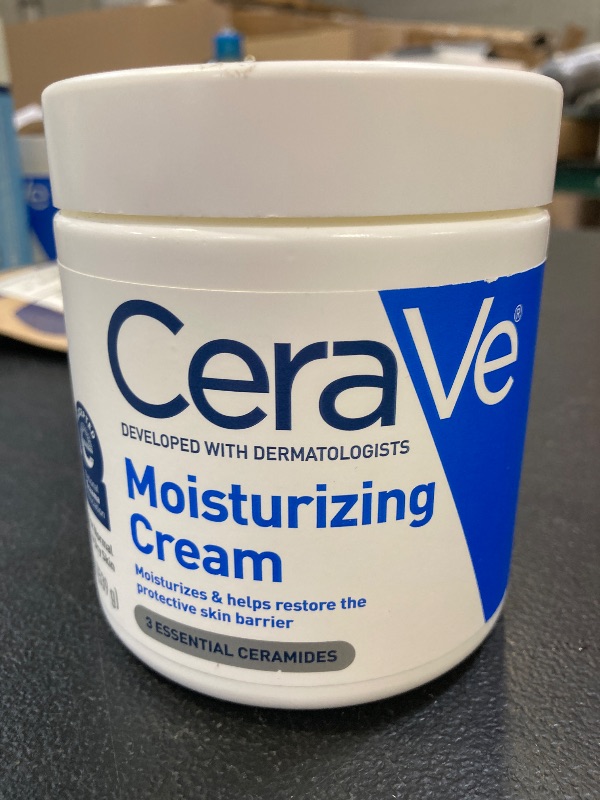 Photo 1 of CeraVe Moisturizing Cream, Body and Face Moisturizer for Dry Skin, Body Cream with Hyaluronic Acid and Ceramides, Daily Moisturizer, Oil-Free, Fragrance Free, Non-Comedogenic, 19 Ounce