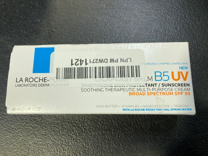 Photo 1 of La Roche Posay Cicaplast Balm B5 UV SPF 50, Vitamin B5 + Shea Butter + Tribioma + Madecassoside + Zinc Oxide Sunscreen, Post Treatment Skin Protectant With SPF, Multi-Purpose Cream For Dry Skin