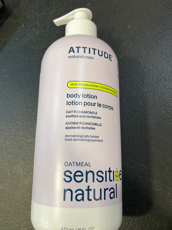 Photo 1 of ATTITUDE Body Lotion for Sensitive Skin with Oat, EWG Verified, Dermatologically Tested, Vegan, Chamomile, 16 Fl Oz