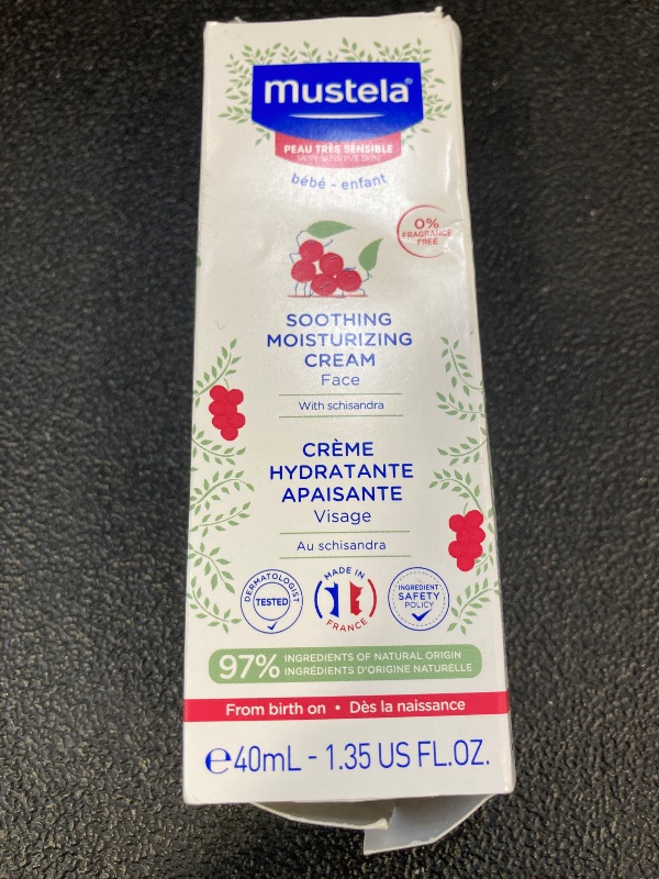 Photo 1 of Mustela Baby Soothing Moisturizing Cream - Face Moisturizer for Very Sensitive Skin - with Natural Avocado & Schizandra Berry - Fragrance-Free - 1.35 fl. oz.