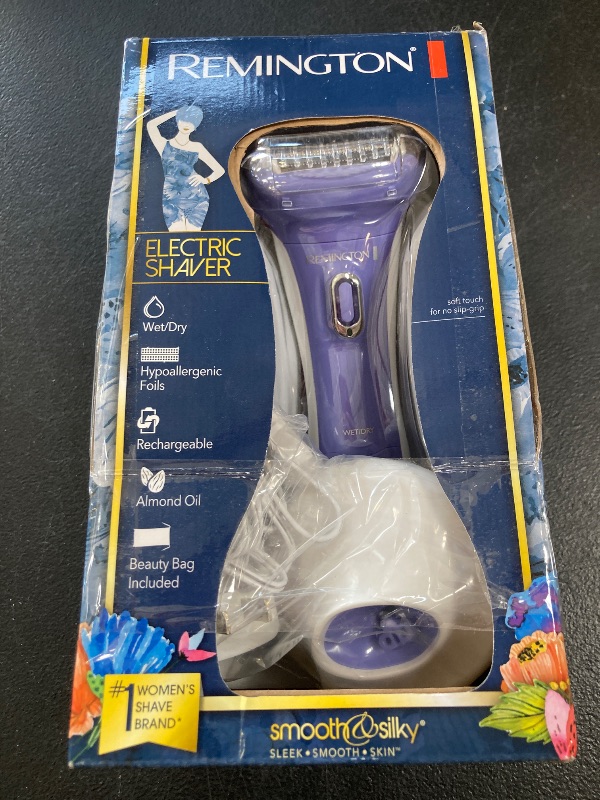 Photo 1 of Remington Smooth & Silky Electric Shaver for Women, 4-Blade Smooth Glide Foil Shaver and Bikini Trimmer with Almond Oil Strip, Shave Wet or Dry