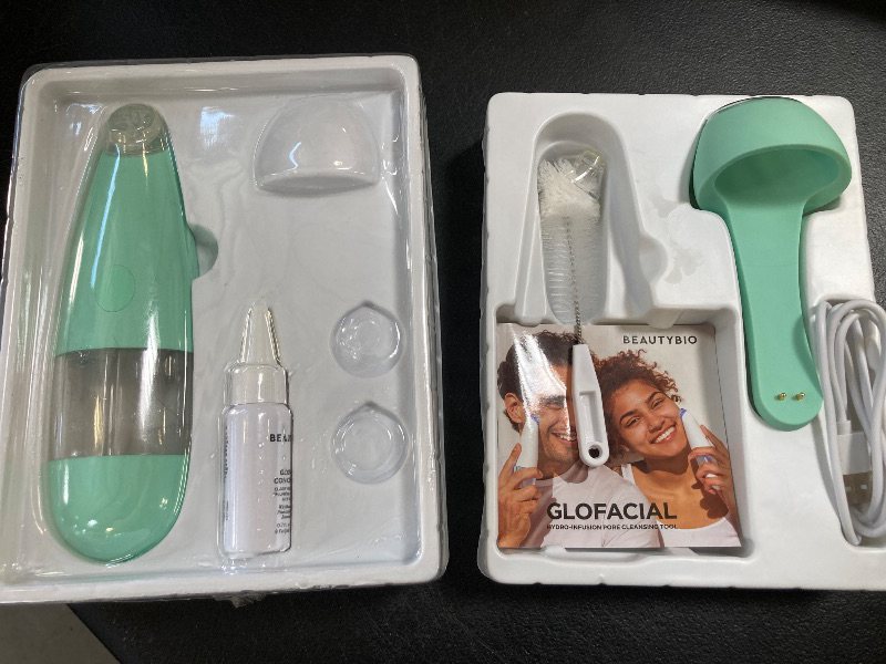 Photo 1 of BeautyBio GLOfacial Hydro-Infusion Deep Pore Cleansing + Blue LED Clarifying Tool & Concentrates