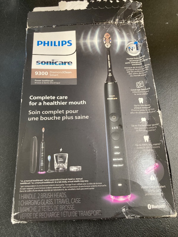 Photo 1 of Philips Sonicare DiamondClean Smart 9300 Electric Toothbrush, Sonic Toothbrush with App, Pressure Sensor, Brush Head Detection, 4 Brushing Modes and 3 Intensity Levels, Black, Model HX9903/15