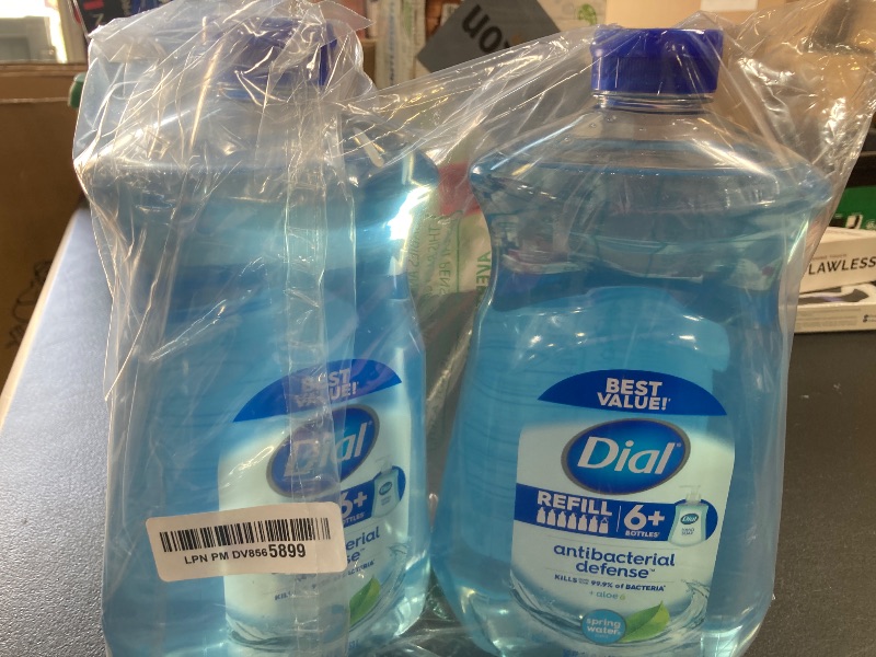 Photo 1 of Dial Antibacterial Liquid Hand Soap Refill, Spring Water, 52 fl oz (Pack of 2)