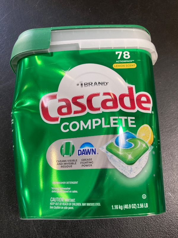 Photo 1 of Cascade Complete Dishwasher Pods, Dishwasher Detergent, Lemon Scent ActionPacs, Cleaning Supplies, 78 Count