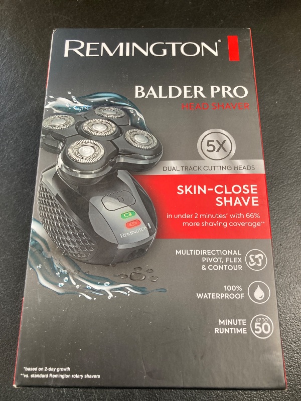 Photo 1 of Remington Balder Pro Electric Razor for Head XR7000A - Premier Wet/Dry Bald Head Shaver, Flex Blades for a Close Shave, Cordless Rechargeable, Effortless Head Shaving with Precision Dual Track Heads