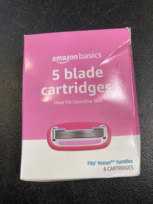 Photo 1 of Amazon Basics Women's 5 Blade Razor Blades Refills, Fits Amazon Basics FITS System & Venus Handles, 6 Cartridges (Pack of 1)