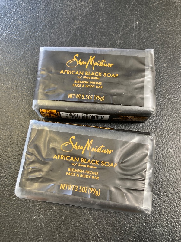 Photo 1 of (2 pack) SheaMoisture Face & Body Bar African Black Soap, 3.5 oz