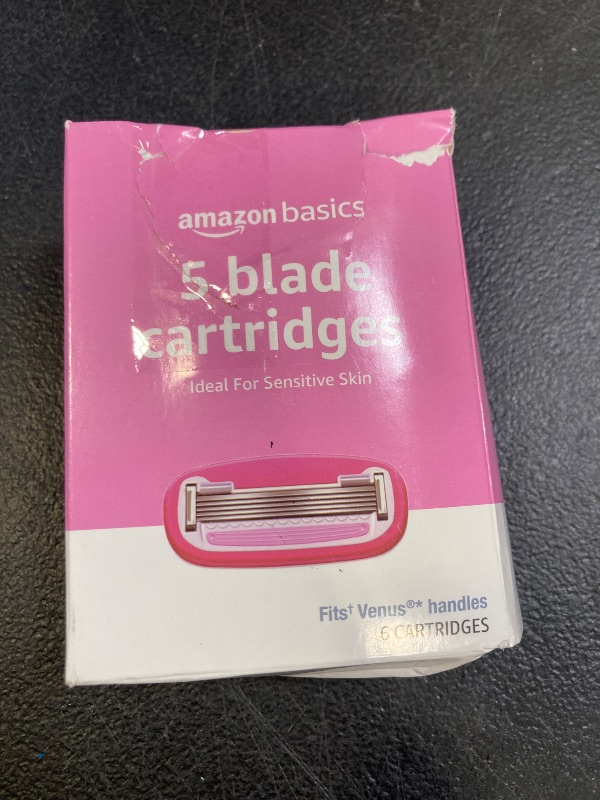 Photo 1 of Amazon Basics Women's 5 Blade Razor Blades Refills, Fits Amazon Basics FITS System & Venus Handles, 6 Cartridges (Pack of 1)