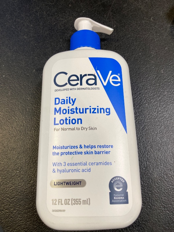 Photo 1 of CeraVe Daily Moisturizing Lotion for Dry Skin, Body Lotion & Face Moisturizer with Hyaluronic Acid and Ceramides, Daily Moisturizer, Fragrance Free, Oil-Free, 12 Ounce