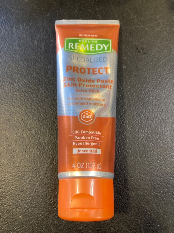 Photo 1 of Medline Remedy Specialized Extra Thick Zinc Skin Paste (4 oz), Unscented, Micronized Zinc Oxide, Incontinence Cream, Diaper Rash, Barrier, Nourishing, Soothes Irritation, Wetness Protection