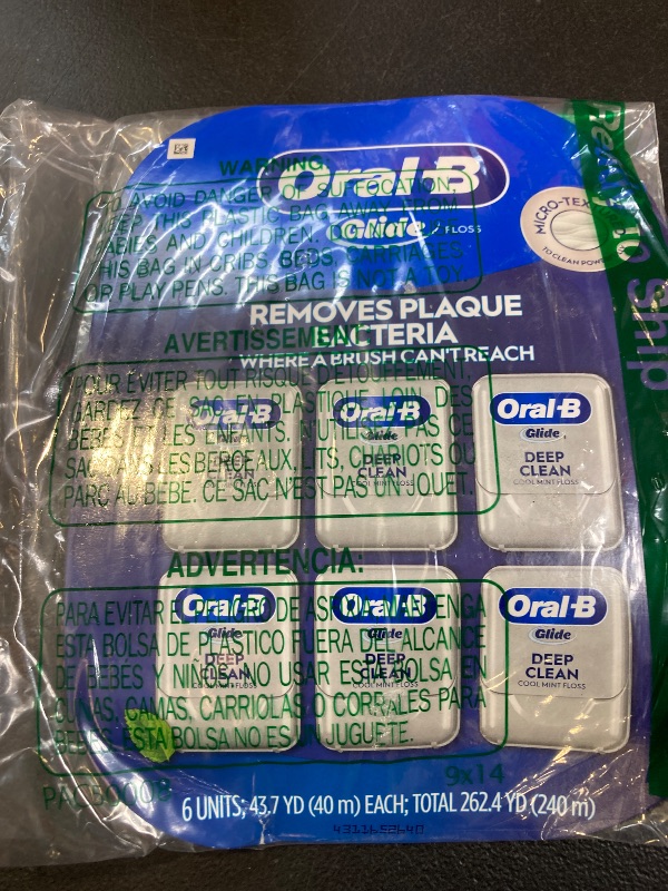 Photo 1 of Oral-B Glide Cool Mint Deep Clean Floss, 6 Count, Glide Dental Floss