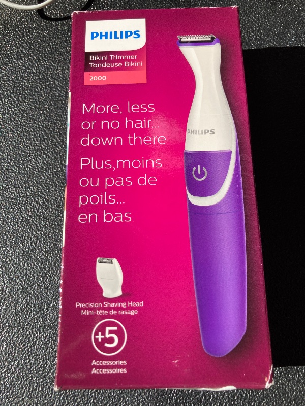 Photo 1 of Philips Beauty Bikini Genie Cordless Trimmer for Bikini Line Hair Removal, with Shaving Head and Comb, BRT383/50