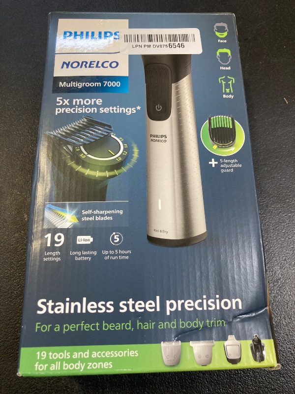 Photo 1 of Norelco Philips Multigroom 7000 Series, All-in-One Trimmer, Beard Trimmer and Hair Clipper, 19-Piece Men's Grooming Kit for Beard, Head, Hair, Body, and Face, Soft Pouch, MG7910/49