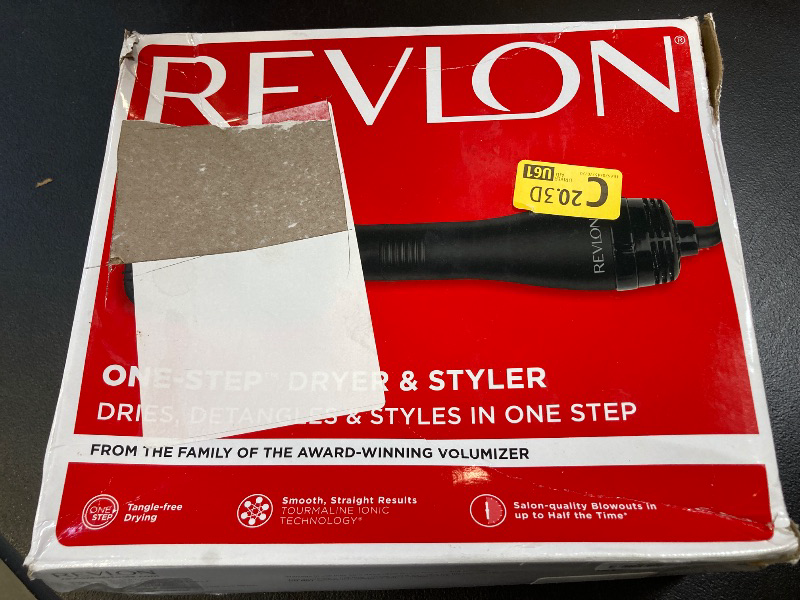 Photo 1 of REVLON One-Step Hair Dryer and Styler, All-in-One Detangling and Straightener Brush for Salon-Quality Smooth, Straight Hair, More Shine and Less Frizz, Black