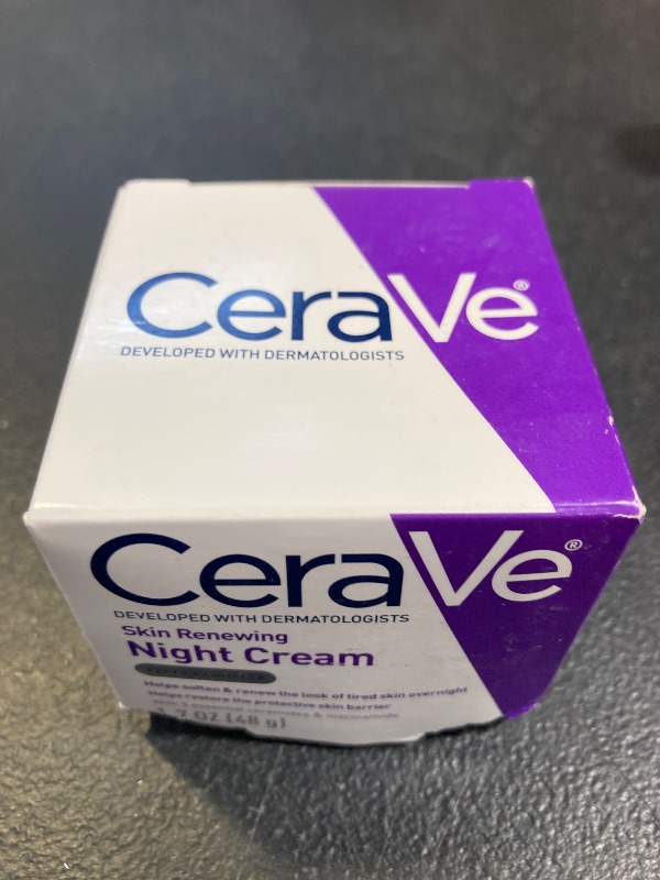 Photo 1 of CeraVe Skin Renewing Night Cream, Niacinamide, Peptide Complex, and Hyaluronic Acid Moisturizer for Face, 1.7 Ounce, Packaging may Vary