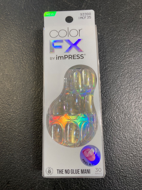 Photo 1 of KISS colorFX by imPRESS Press On Nails , ‘Sour Love’, Solid White with Pearlescent Finish, Short Oval, New & Improved Adhesive, Includes 30 Fake Nails, Prep Pad, 1 Manicure Stick, 1 Mini Nail File