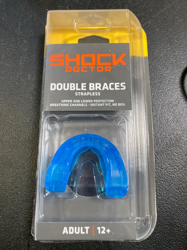 Photo 1 of Double Braces Strapless Mouth Guard, Blue, Adult