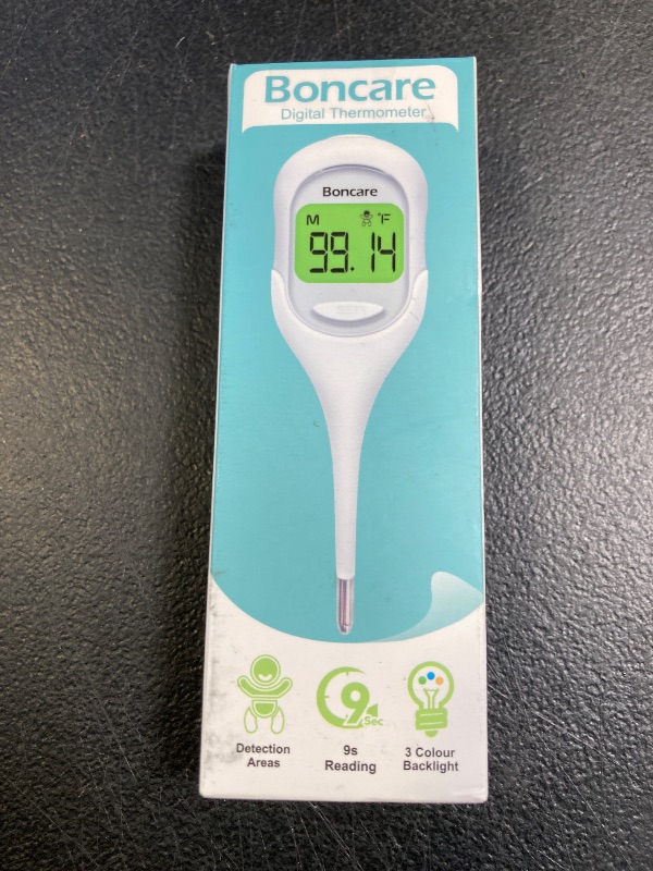 Photo 1 of Boncare 9 Seconds Basal Body Thermometer for Ovulation, Oral Thermometer for Adults and Kids - Accurate Rectal Thermometer for Baby, with Fever Alarm and Large Display, FSA HSA Eligible (Rice-White)