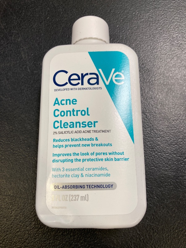 Photo 1 of CeraVe Acne Treatment Face Wash, Salicylic Acid Cleanser with Purifying Clay, Niacinamide, and Ceramides, Pore Control and Blackhead Remover, 8 Ounce