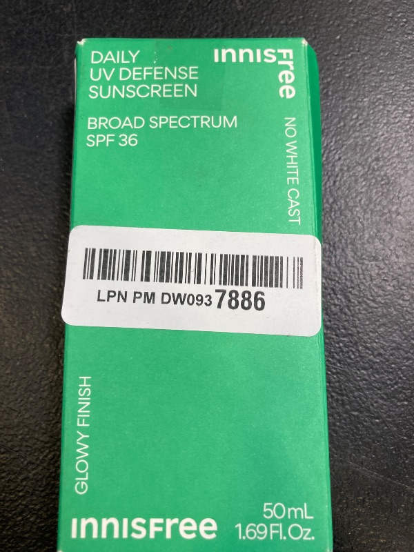 Photo 1 of innisfree Daily UV Defense Sunscreen Broad Spectrum SPF 36, Invisible Korean Sunscreen for Face with No White Cast (Packaging May Vary)