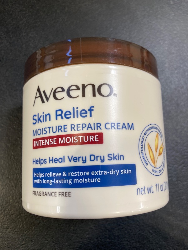 Photo 1 of Aveeno Skin Relief Intense Moisture Repair Cream with Triple Oat Complex, Ceramide & Rich Emollients, Steroid- & Fragrance-Free Moisturizing Body Cream for Extra-Dry Skin, 11 oz ( Pack of 12)