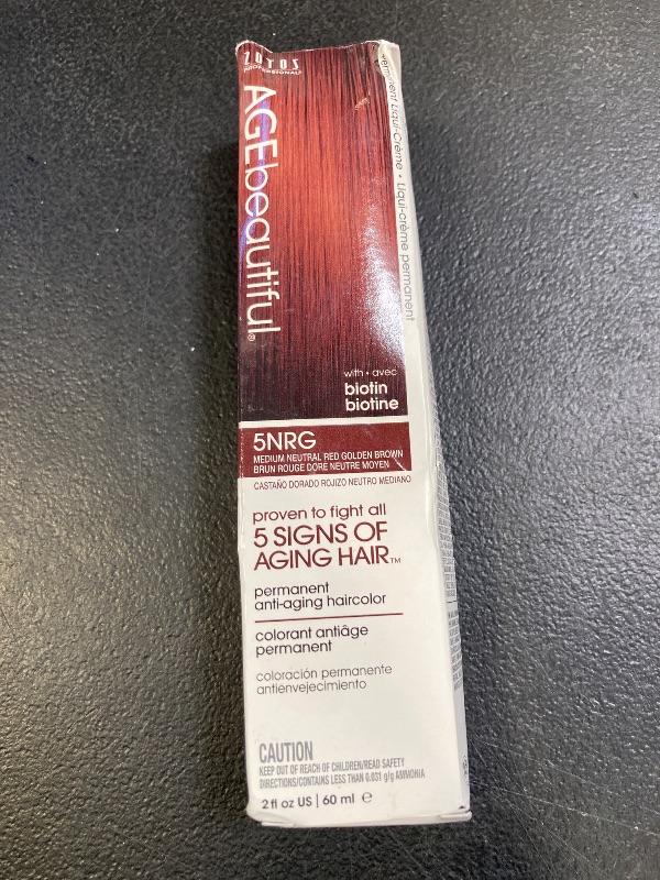Photo 1 of AGE beautiful Permanent Hair Color Dye Liqui Creme | 100% Gray Coverage | Anti-Aging Haircolor | Biotin for Thicker, Fuller Hair | Professional Salon Coloring | 5NRG Medium Neutral Red Golden Brown