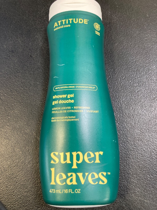 Photo 1 of ATTITUDE Body Wash, EWG Verified Shower Gel, Dermatologically Tested, Plant and Mineral-Based, Vegan Personal Care Products, Lemon Leaves, 16 Fl Oz