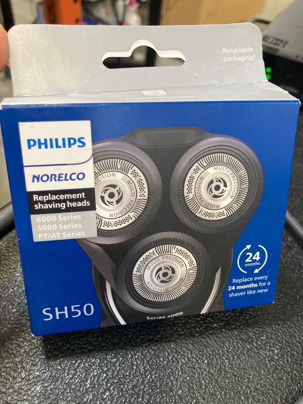 Photo 1 of Philips Norelco SH50/52 Shaving Heads, Compatible with Philips Shavers Series 5000 and 6000, Powerful Performance, Self-Sharpening, 3 Pieces, Model SH50/52 Replaces Model HQ9/50, HQ56/50 and RQ11/50