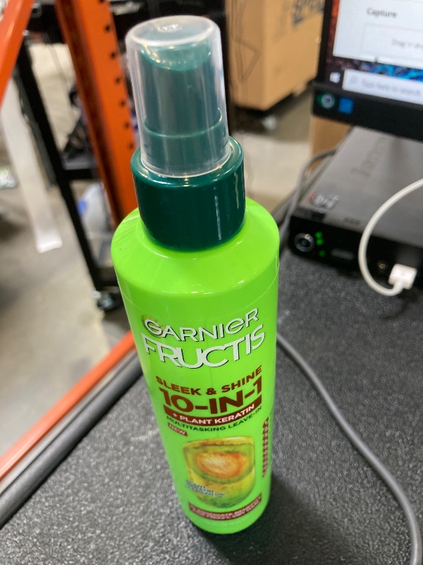 Photo 1 of Garnier Fructis Sleek & Shine 10-in-1 for Frizzy, Dry Hair, Plant Keratin, 8.1 Fl Oz, 1 Count (Packaging May Vary)