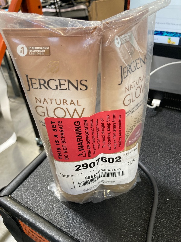 Photo 1 of Jergens Natural Glow Self Tanner Body Lotion, Sunless Tanning, Fair to Medium Skin Tone, Daily Moisturizer with Coconut Oil, Vitamin E and Antioxidants, 7.5 Oz, Pack of 2